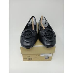MICHAEL KORS Lillie Moc BALLET FLATS Women’s Sz US 7.5M MK Logo Black Leather